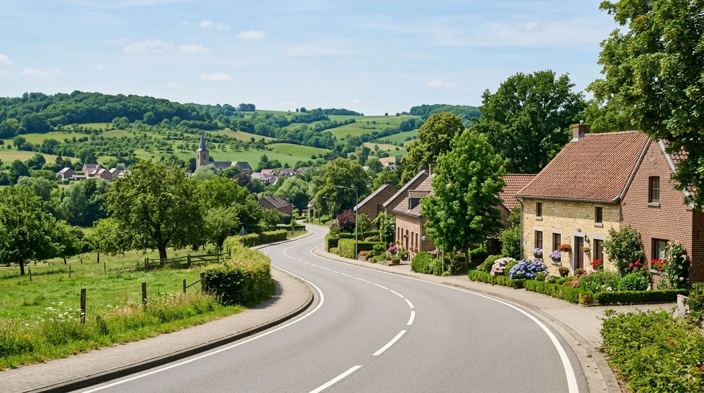Een rustige weg door het glooiende Zuid-Limburgse Heuvelland